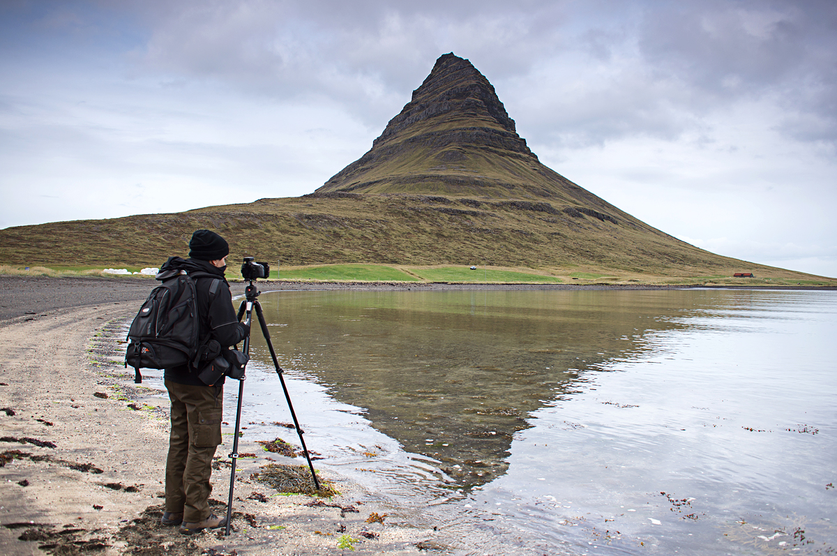José Ramos shooting in Kirkjufell (Iceland) with the Manfrotto 055XPRO3 Tripod