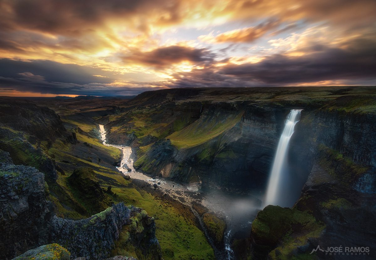 Landscape photo showing the massive Háifoss waterfall in Iceland, shot by landscape photographer José Ramos