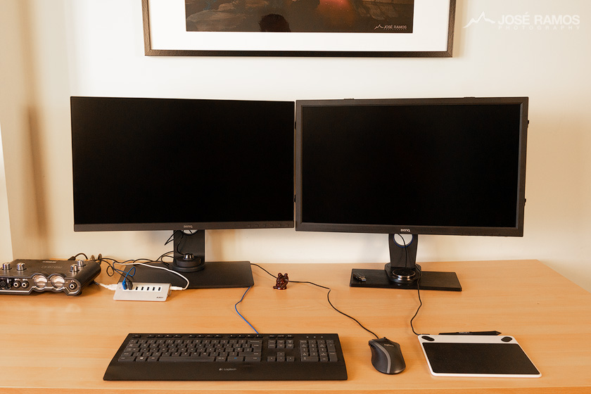 You can see the BenQ SW270C on the left and the SW2700PT on the right